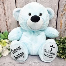 Christening Personalised Teddy Bear 40cm Light Blue