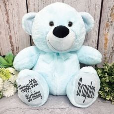 Personalised 90th Birthday Teddy Bear 40cm -Light Blue