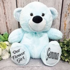 Personalised Flower Girl Teddy Bear 40cm Light Blue