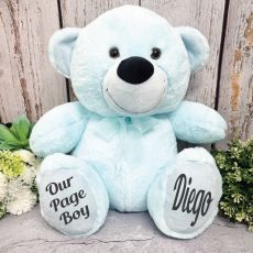Page Boy Personalised Teddy Bear 40cm Plush Light Blue