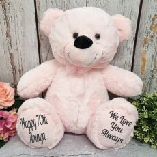 70th Birthday Teddy Bear 40cm Plush Light Pink