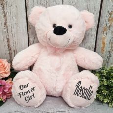 Personalised Flower Girl Teddy Bear 40cm -Light Pink
