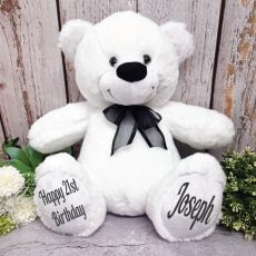 21st Birthday Teddy Bear 40cm -White