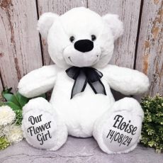 Personalised Flower Girl Bear White 40cm