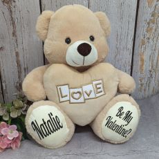 Valentines Day Bear With Cream Heart 30cm