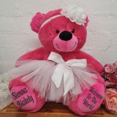 Newborn Ballerina Teddy Bear 40cm Hot Pink