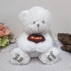 Angel Memorial Bear with Bronze Heart Urn For Ashes