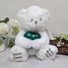 Angel Memorial Bear with Green Heart Urn For Ashes