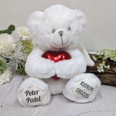 Angel Memorial Bear with Red Heart Urn For Ashes
