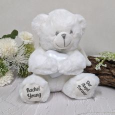Angel Memorial Bear with White Heart Urn For Ashes