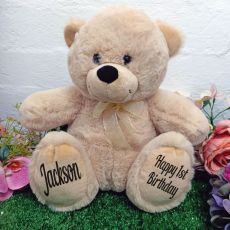 1st Birthday Personalised Teddy Bear 30cm Cream