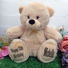 70th Personalised Teddy Bear 30cm Cream