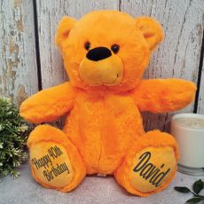 Personalised 40th Teddy Bear Orange Plush 30cm