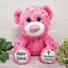Personalised Hollywood Christening Bear 30cm Plush - Pink