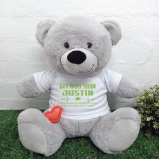 Voice Recordable Get Well Bear with T-Shirt - Grey 40cm