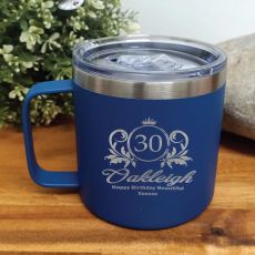 30th Birthday Cobolt Travel Coffee Mug 14oz (F)