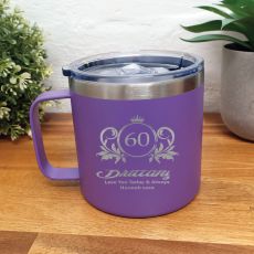 60th Birthday Purple Travel Coffee Mug 14oz (F)