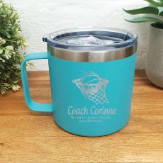 Basketball Coach Travel Tumbler Coffee Mug 14oz Teal