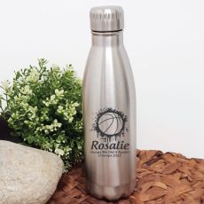 Basketball Coach Engraved Stainless Steel Drink Bottle - Silver