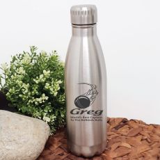 Cricket Coach Engraved Stainless Steel Drink Bottle - Silver