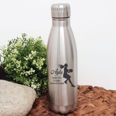 Netball  Coach Engraved Stainless Steel Drink Bottle - Silver