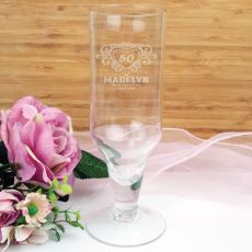 50th Birthday Engraved Personalised Pilsner Glass (F)