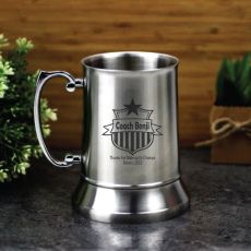 Coach Engraved Stainless Steel Beer Stein Glass