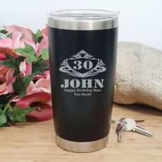 30th Insulated Travel Mug 600ml Black (M)