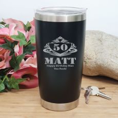 50th Insulated Travel Mug 600ml Black (M)