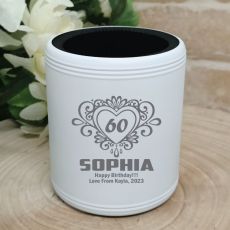 60th Birthday  Engraved White Can Cooler (F)