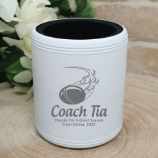 Cricket Coach Engraved White Stubby Can  Cooler Personalised