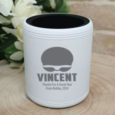 Swim Coach Engraved White Stubby Can Cooler