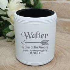Father of the Groom Engraved White Stubby Can Cooler