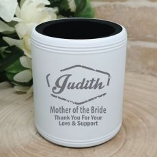 Mother of the Bride Engraved White Stubby Can Cooler