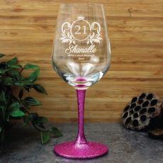 21st Birthday Engraved Personalised Wine Glass 450ml (F)