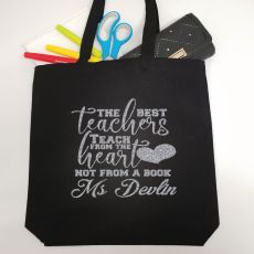 Teacher Tote Bag Glittered Print - From The Heart