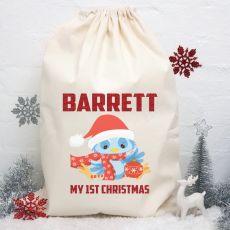Personalised Christmas Santa Sack 80cm - Blue Bird