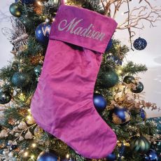 Personalised Christmas Stocking Magenta Velvet