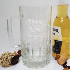 40th Birthday Engraved Personalised Glass Beer Stein (F)