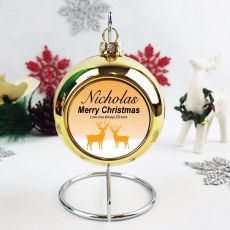 Personalised Christmas Bauble - Gold Reindeer
