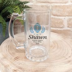 Football Coach Personalised Glass Beer Stein