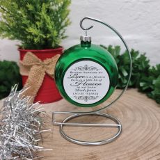 Memorial Christmas Bauble Ornament with Quote - Green