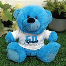 Personalised 60th Birthday Teddy Bear Plush Blue