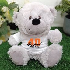 40th Teddy Bear Grey Personalised Plush