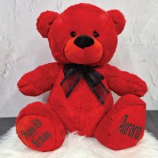 16th Birthday Bear 40cm Red with Black Ribbon