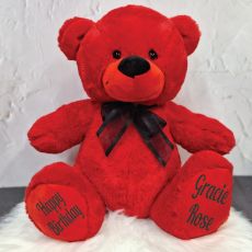 Personalised Birthday Bear 40cm Red with Black Ribbon