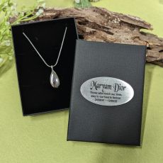 Tear Drop Urn Cremation Ash Necklace in Personalised Box