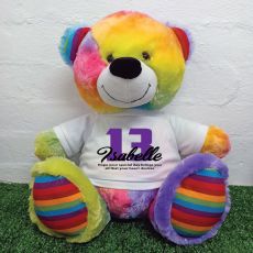 13th Birthday Personalised Bear with T-Shirt - Rainbow  40cm