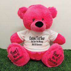 Custom Message Teddy Bear with T-Shirt Hot Pink 40cm