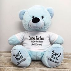 Custom Message Teddy Bear with T-Shirt Light Blue 40cm